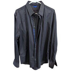 Teddy Stratford Men's Zip Fit Long Sleeve Black Button Down Shirt - Size XL